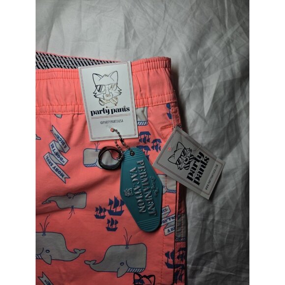 Party Pants "Moby Says: 'Dont Be A Dick" Swim Board Shorts Pockets Peach M NWT - Picture 9 of 11